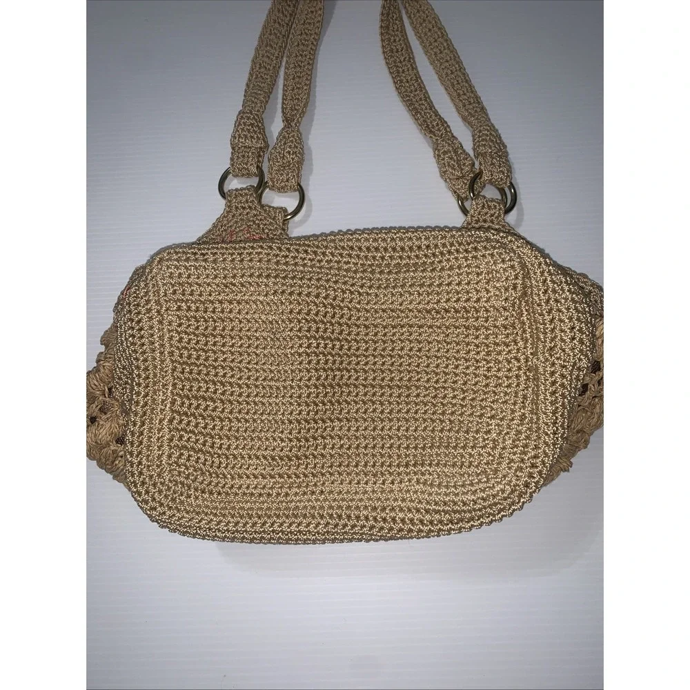 The Sak Crochet Hobo Shoulder Bag Boho Purse Floral Tan Chic Beach Summer Casual